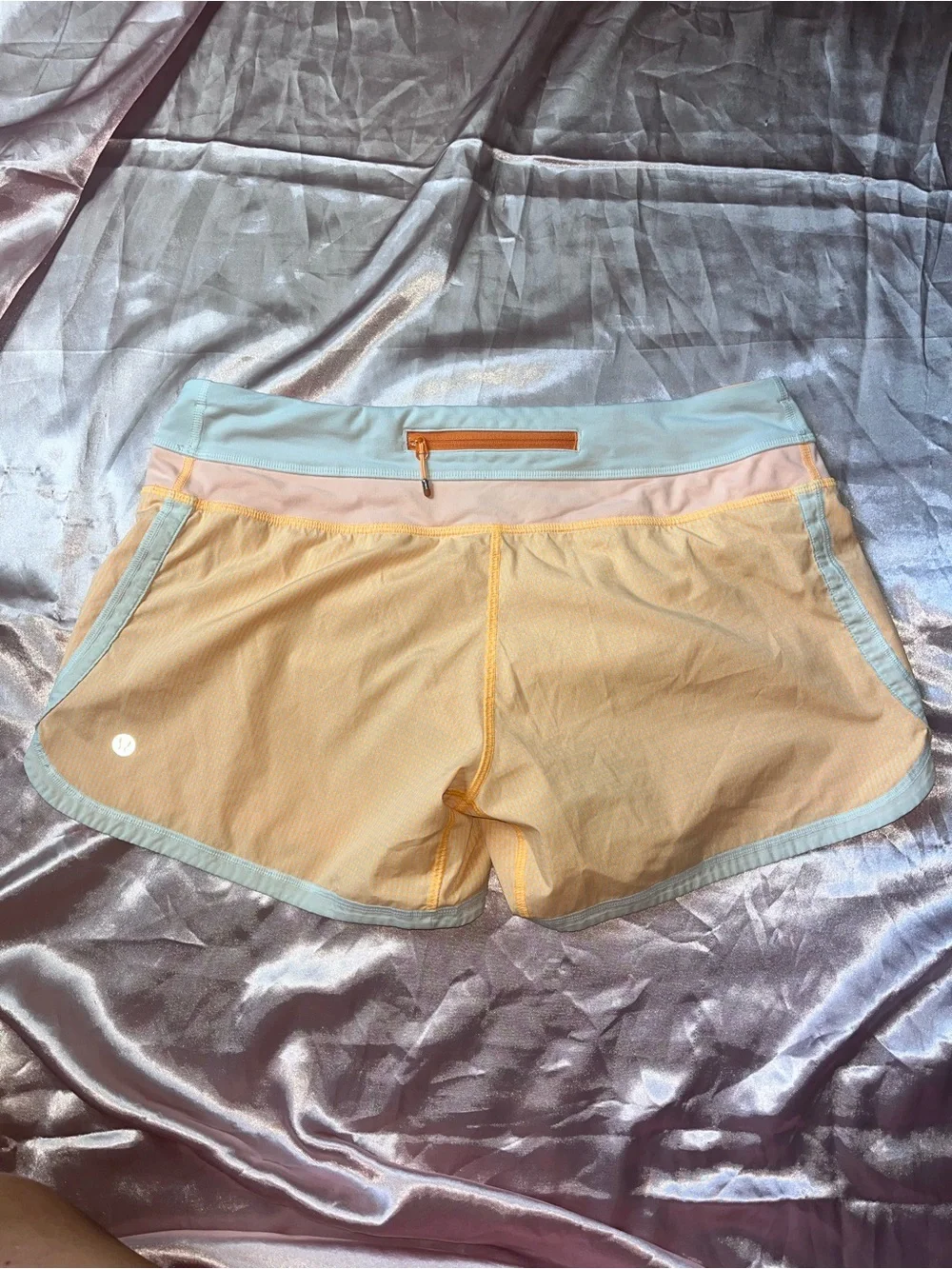 Lululemon Peach Orange Gingham Speed Up Shorts Size 8